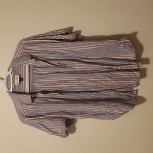 Universal Thread pink blue striped short sleeve blouse size S.
